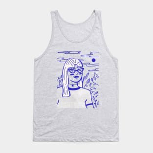 Girl with  cat glasses Tank Top